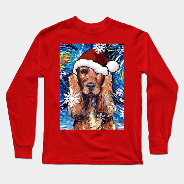 Cocker Spaniel Santa Long Sleeve T-Shirt by sagittariusgallery